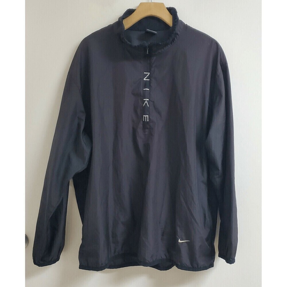 Nike 90s Vintage Windbreaker Mens Large Black 1/4 zip